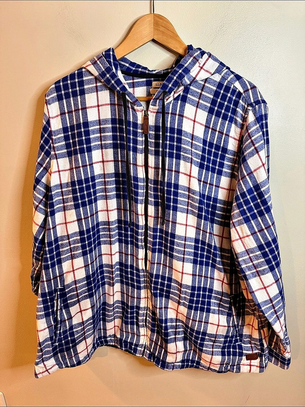 L.L.Bean Thermol S05498 Plaid Full-Zip Jacket in Blue & White Size 3X